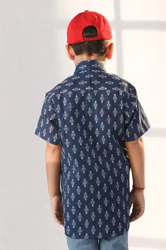 boys' navy blue ethnic shirt