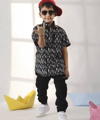 boys' black ethnic shirt 1