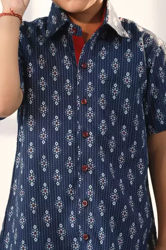 boys' navy blue ethnic shirt
