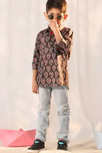 boys' coffee ethnic shirt