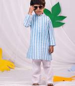 boys' blue and white kurta and pyjama set