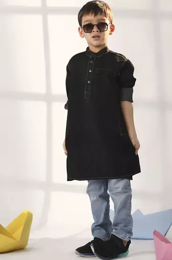 boys' black kurta