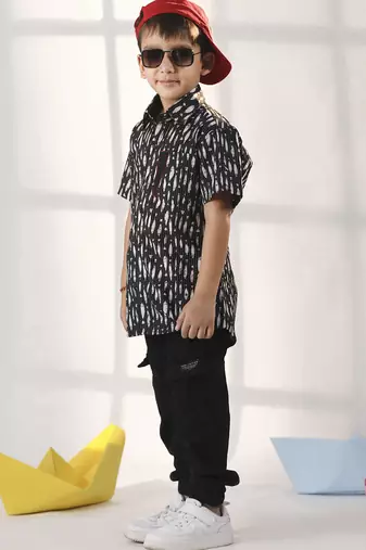 boys' black ethnic shirt
