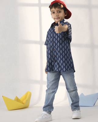 boys' navy blue ethnic shirt 5