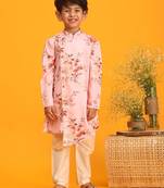 boys' multicolor base pink kurta pyjama set