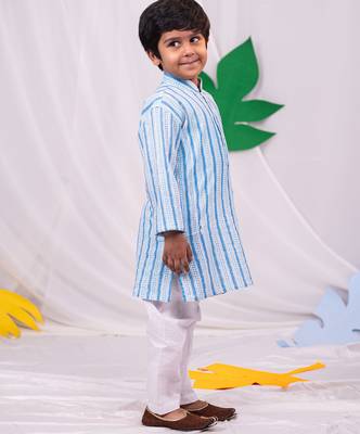 boys' blue and white kurta and pyjama set 2