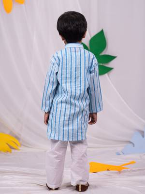 boys' blue and white kurta and pyjama set 3