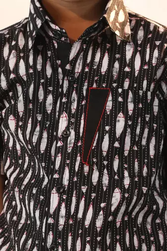 boys' black ethnic shirt