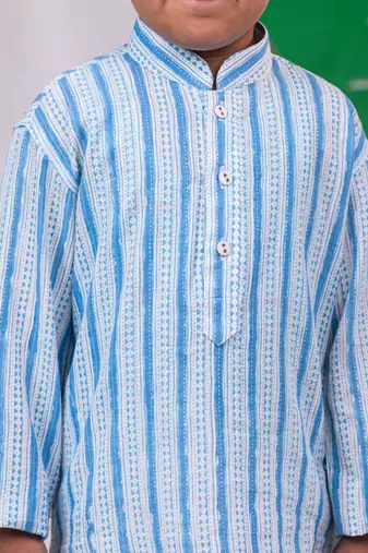 boys' blue and white kurta and pyjama set
