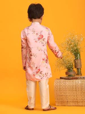 boys' multicolor base pink kurta pyjama set 3