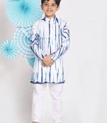 boys' blue and white kurta pyjama set