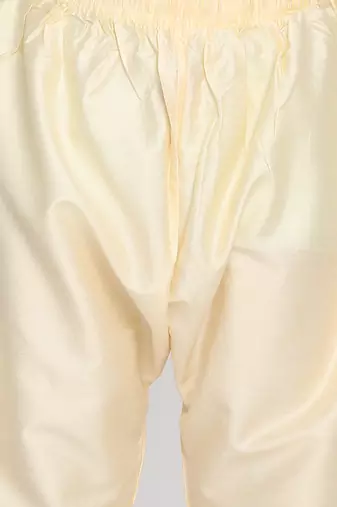 boys' multicolor-base-mustard and cream kurta pyjama set