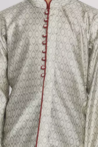 boys' beige,grey and maroon kurta pyjama set