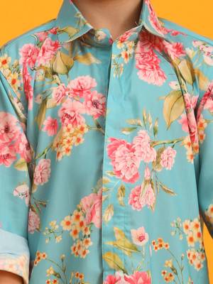 boys' multicolor base aqua kurta patiala set 4