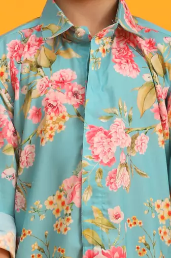 boys' multicolor base aqua kurta patiala set
