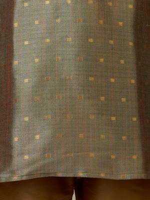 boys green jacquard silk kurta with cream pyjama - premium festive set 5