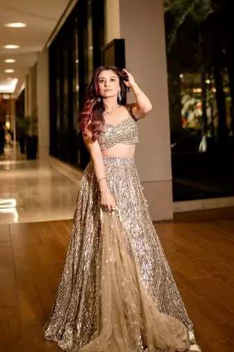 Cream Color Thread Embroidery,Dori Work With Latkan Sequins Work Karishma Silk Lehenga Choli