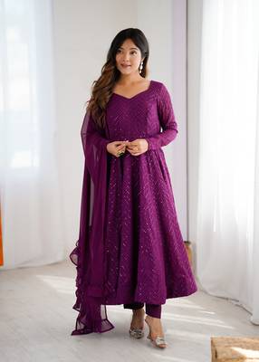 Stylish Lucknowi Embroidered Georgette Anarkali Suit 1