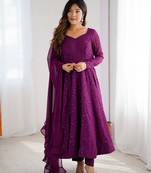 Stylish Lucknowi Embroidered Georgette Anarkali Suit
