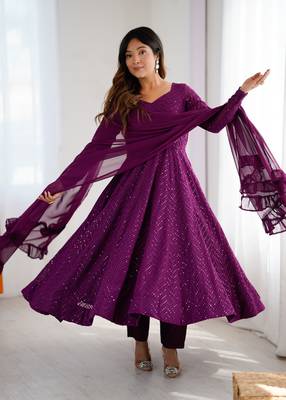 Stylish Lucknowi Embroidered Georgette Anarkali Suit 2