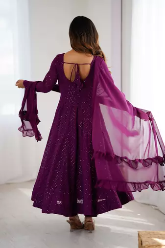 Stylish Lucknowi Embroidered Georgette Anarkali Suit