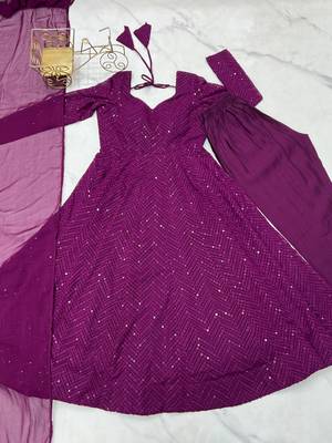 Stylish Lucknowi Embroidered Georgette Anarkali Suit 5