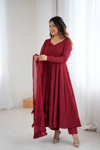 Embroidered Georgette Anarkali Suit