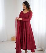 Embroidered Georgette Anarkali Suit