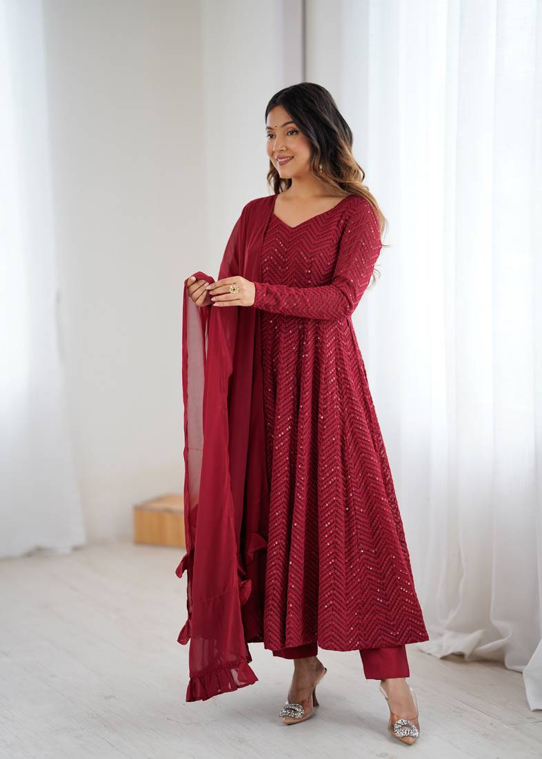 Embroidered Georgette Anarkali Suit