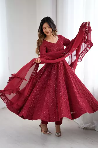 Embroidered Georgette Anarkali Suit
