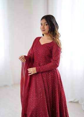 Embroidered Georgette Anarkali Suit 4