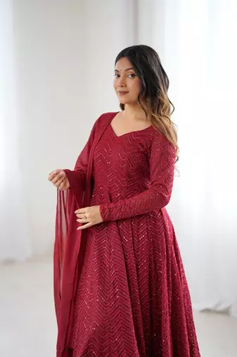 Embroidered Georgette Anarkali Suit
