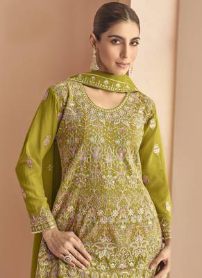 Mahendi georgette embroidered designer Palazzo suit 2