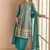 Turquoise georgette embroidered designer Palazzo suit