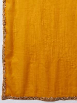 Yellow fendy chiffon saree with running blouse 4