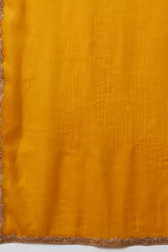 Yellowcolor fendy chiffon saree with running blouse
