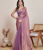Wine color fendy chiffon saree with running blouse