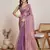 Wine color fendy chiffon saree with running blouse