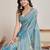 Sky blue color fendy chiffon saree with running blouse