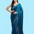 Rama color fendy chiffon saree with running blouse