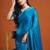 Rama color fendy chiffon saree with running blouse