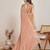 Peach color fendy chiffon saree with running blouse