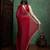 Maroon color fendy chiffon saree with running blouse