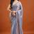 Light blue color fendy chiffon saree with running blouse