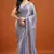 Light grey color fendy chiffon saree with running blouse