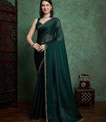 Green color fendy chiffon saree with running blouse