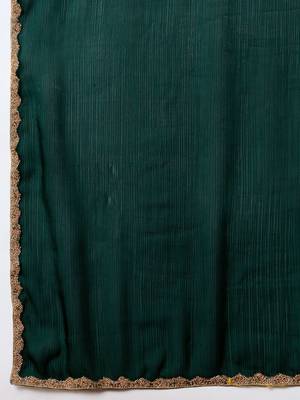 Green color fendy chiffon saree with running blouse 4