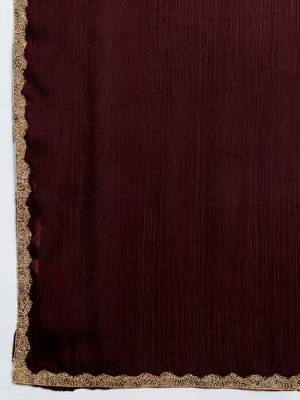 Brown color fendy chiffon saree with running blouse 3