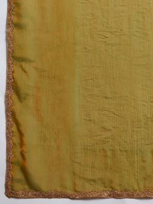 Gold color fendy chiffon saree with running blouse 4