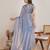 Light blue color fendy chiffon saree with running blouse